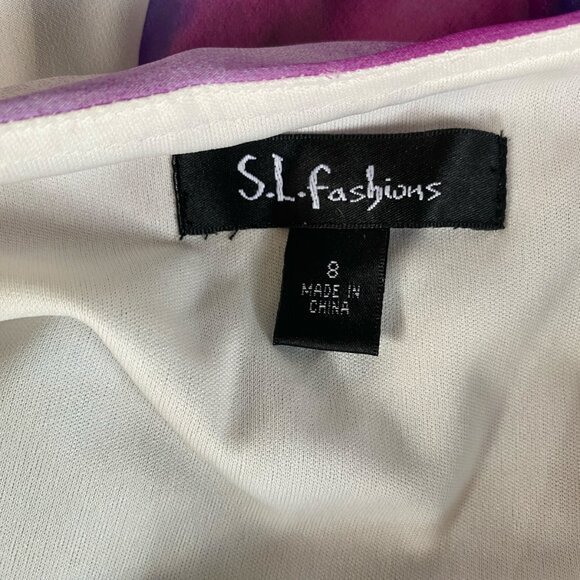 S.L. Fashions 8 multicolored sheer fully lined maxi dress padded embellished - Picture 14 of 16